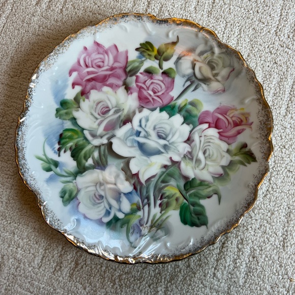 Vintage Ucagco Floral Decorative Plate with Gold Trim - Picture 1 of 3